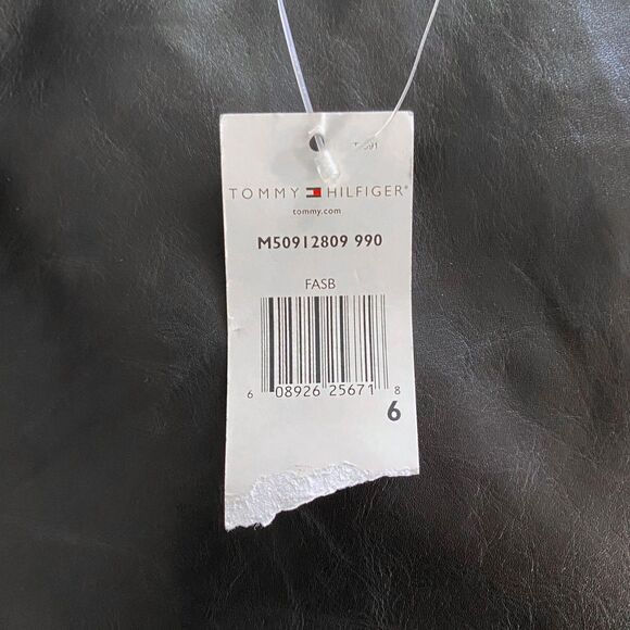 Vintage Y2K Tommy Hilfiger Black Leather Pants Size 6 Red Lining Deadstock - Picture 8 of 10